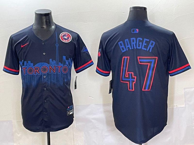 Men 2025 Toronto Blue Jays #47 Barger Black Joint Name Nike MLB Jersey style 13